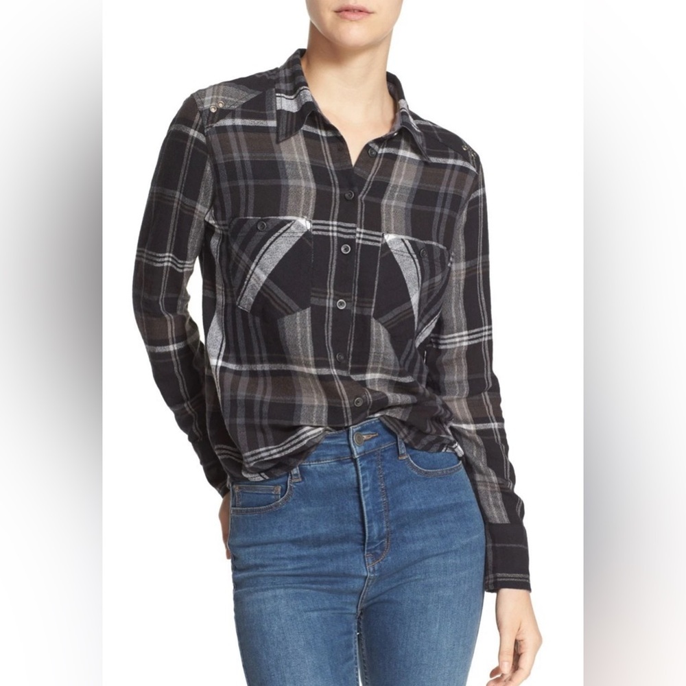 Free People 'Wesley' Plaid Flannel Boyfriend Shirt